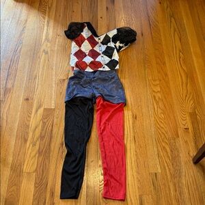 Harlequin Jester Kids Costume - Red, Black, White